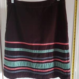 Boden Velvet Knee Length Skirt